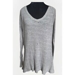 Vtg Y2K GAP Product RED Shirt XL Gray Waffle Knit Thermal Thrashed Grunge Boho